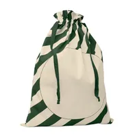 Săculeț bumbac Santa personalizat, verde