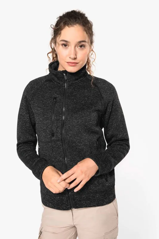 Jachetă damă Kariban Full Zip Heather personalizată, pe model