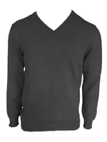 Bluză bărbați Legend Classics V-neck Fine Gauge Cotton Pullover personalizată, gri