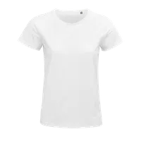 Tricou damă SOL'S Pioneer Round-neck Fitted Jersey personalizat, alb