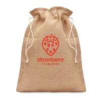 Săculeț cadouri de iută14x22cm personalizat, vedere zona de personalizare
