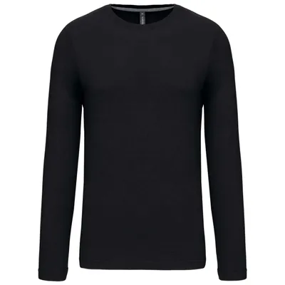 Tricou cu mânecă lungă bărbați Kariban Crew Neck personalizat, negru