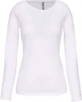 Tricou cu mânecă lungă damă Kariban Crew Neck personalizat, alb