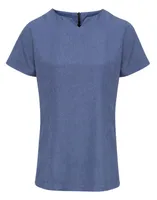 Premier ‘viola Linen-look Cut Neck Beauty Tunic personalizat, albastru