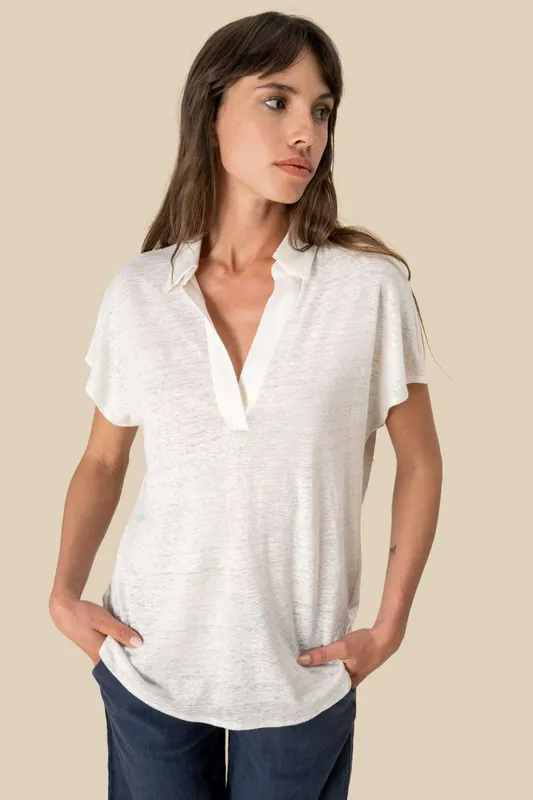 Tricou polo damă Spasso Linen personalizat, pe model