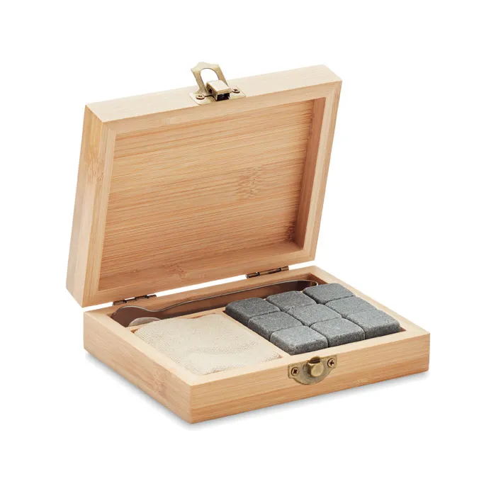 Set pt whisky în cutie bambus