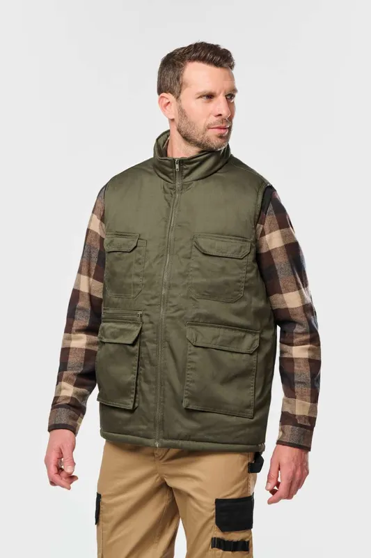 Vestă unisex Designed To Work Padded Multi-pocket Polycotton Vest personalizată, pe model
