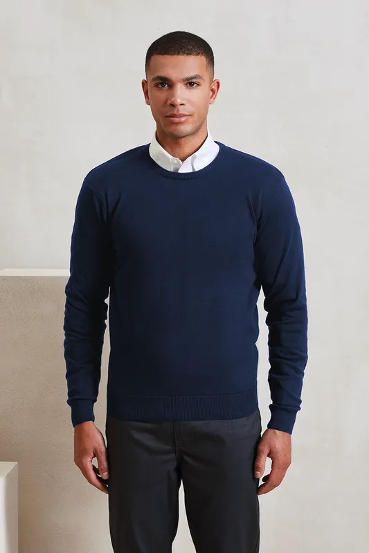 Bluză bărbați Premier Crew Neck Cotton Rich Knitted Sweater