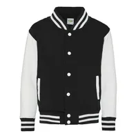 Jachetă copii Just Hoods Varsity personalizată, negru