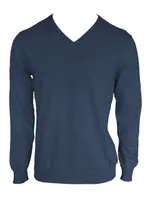 Bluză bărbați Legend Classics V-neck Fine Gauge Cotton Pullover personalizată, albastru