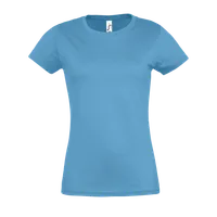 Tricou damă SOL'S Imperial Round Collar personalizat, albastru