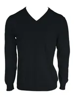 Bluză bărbați Legend Classics V-neck Fine Gauge Cotton Pullover personalizată, negru