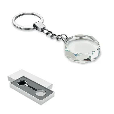 Breloc sticlă trofeu rotund personalizat