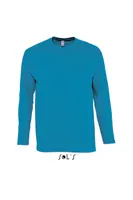Tricou cu mânecă lungă bărbați SOL'S Monarch Round Collar personalizat, albastru