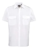 Cămașă bărbați Premier Short Sleeve Pilot personalizată, alb