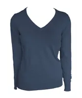 Bluză damă Legend Classics V-neck Fine Gauge Cotton Pullover personalizată, albastru