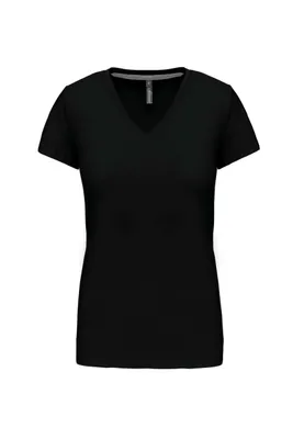Tricou damă Kariban Short-sleeved V-neck personalizat, negru