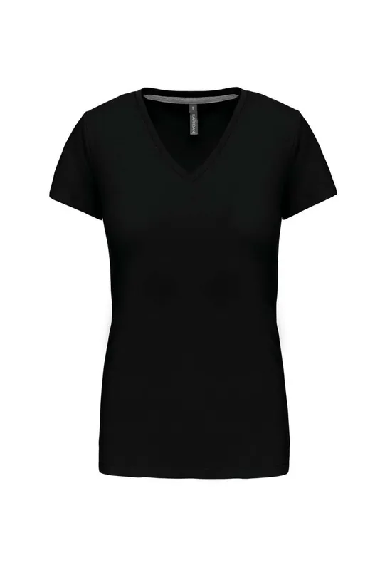 Tricou damă Kariban Short-sleeved V-neck personalizat, negru