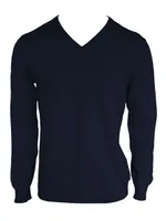 Bluză bărbați Legend Classics V-neck Fine Gauge Cotton Pullover personalizată, albastru