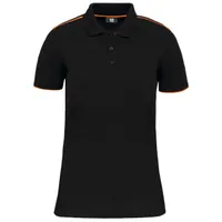 Tricou polo damă Designed To Work Short-sleeved Contrasting Daytoday personalizat, negru