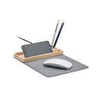 Încărcător wireless bambus 15W personalizat, vedere lateral