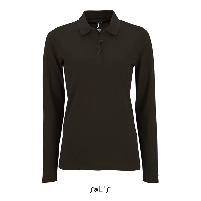 Tricou polo damă SOL'S Perfect Lsl Piqué personalizat, negru