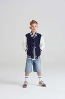 Jachetă copii Just Hoods Varsity personalizată, pe model
