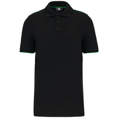 Tricou polo bărbați Designed To Work Short-sleeved Contrasting Daytoday personalizat, negru