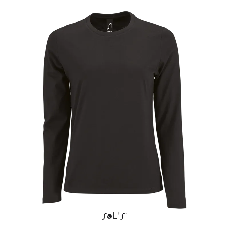 Tricou cu mânecă lungă damă SOL'S Imperial Lsl personalizat, negru