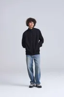 Bluză unisex Just Hoods Campus Full Zip Sweat personalizată, pe model