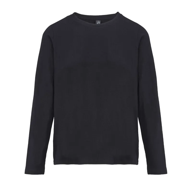 Tricou cu mânecă lungă damă SOL'S Monarch With Round Neck personalizat, negru