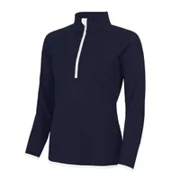 Bluză damă Just Cool Cool 1/2 Zip Sweat personalizată, albastru