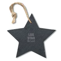 Ornament stea din ardezie personalizat, vedere zona de personalizare