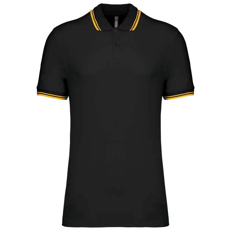 Tricou polo bărbați Kariban Short-sleeved Poloshirt With Contrasting Piping personalizat, negru
