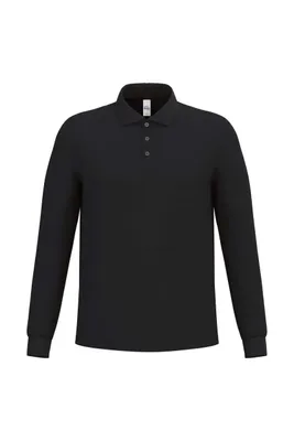Tricou polo bărbați iDeal Basic Pique Long-sleeves personalizat, negru