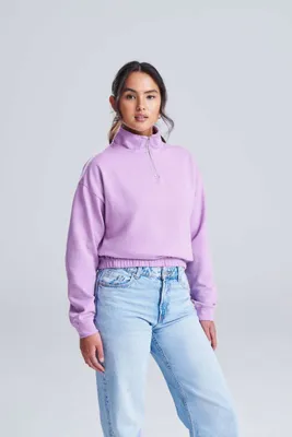 Bluză damă Just Hoods Cropped 1/4 Zip Sweat