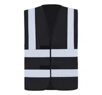 Vestă unisex Korntex Safety Functional Vest Hannover Four Reflective Stripes personalizată, negru