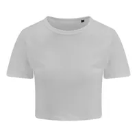 Tricou damă Just Ts Tri-blend Cropped T personalizat, alb