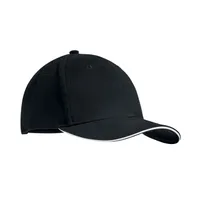 Șapcă baseball cu 6p 270gr personalizată, alb/negru