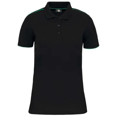 Tricou polo damă Designed To Work Short-sleeved Contrasting Daytoday personalizat, negru