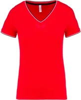Tricou damă Kariban Piqué Knit V-neck personalizat, roșu