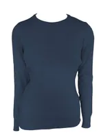 Bluză damă Legend Classics Crew Neck Fine Gauge Cotton Pullover personalizată, albastru