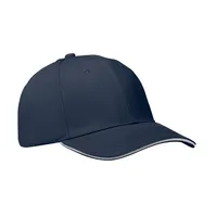 Șapcă baseball 6 panele 260gr personalizată, alb/albastru închis