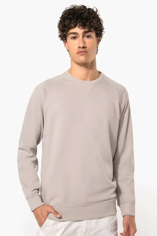 Bluză bărbați Kariban Organic Cotton Crew Neck Raglan Sleeve personalizată, pe model