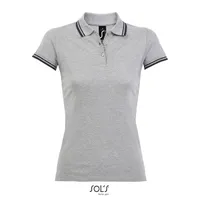 PASADENA polo femei 200g personalizată, grey melange/ french navy