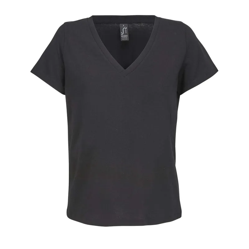 Tricou damă SOL'S Regent V V-neck personalizat, negru