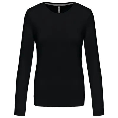Tricou cu mânecă lungă damă Kariban Crew Neck personalizat, negru