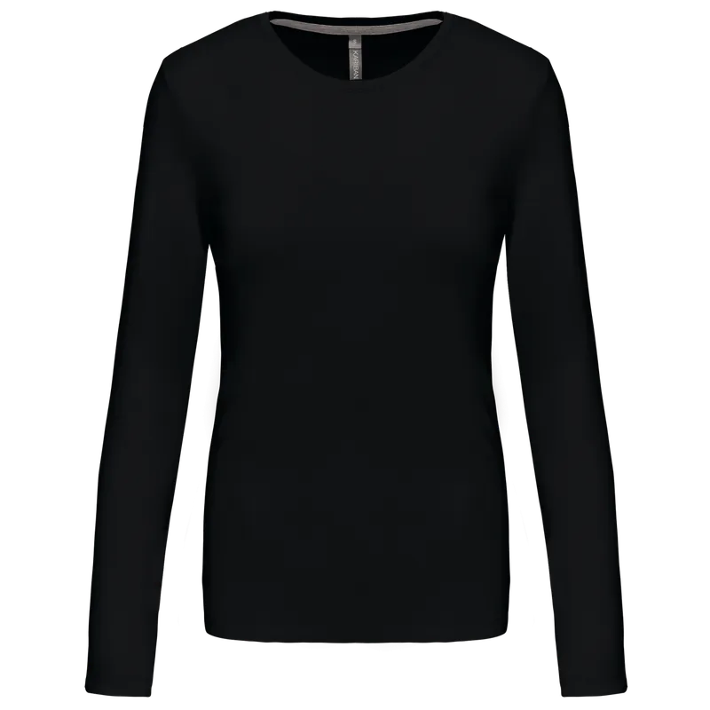 Tricou cu mânecă lungă damă Kariban Crew Neck personalizat, negru