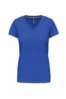 Tricou damă Kariban Short-sleeved V-neck personalizat, albastru