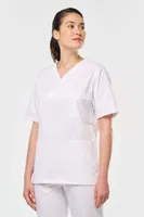 unisex Designed To Work Short Sleeve Cotton Tunic personalizat, pe model